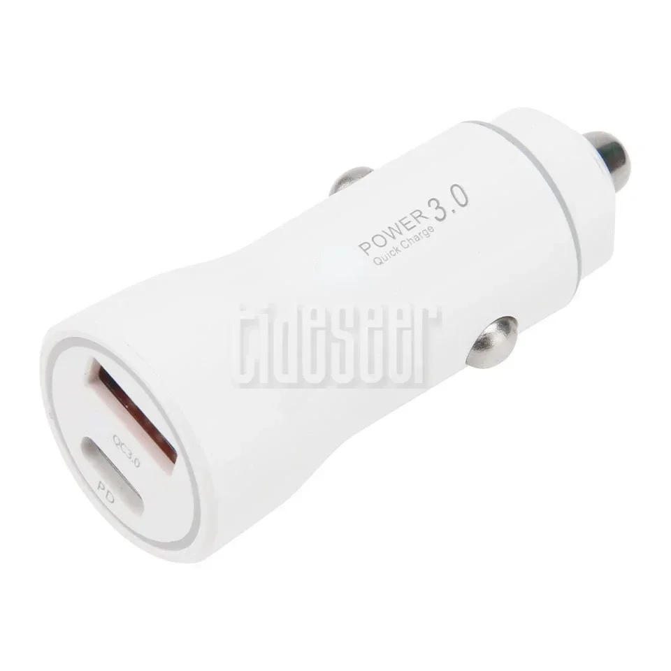 50pcs 36W Car Charger Quick Charge 3.0 USB Type C Dual Port QC3.0 PD Fast Charging Adapter for iPhone Smartphone Tablet GPS
