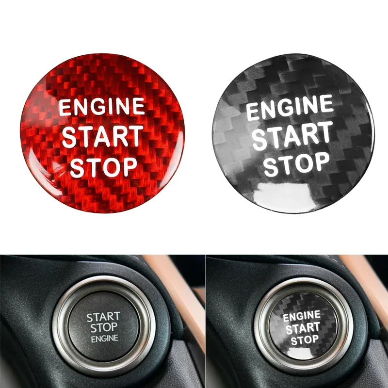 

Car Engine Start Stop Push Button Cover for Lexus NX200 NX300 GS ES200 ES250 CT RX300 Black/Red Real Carbon Fiber Trim Sticker