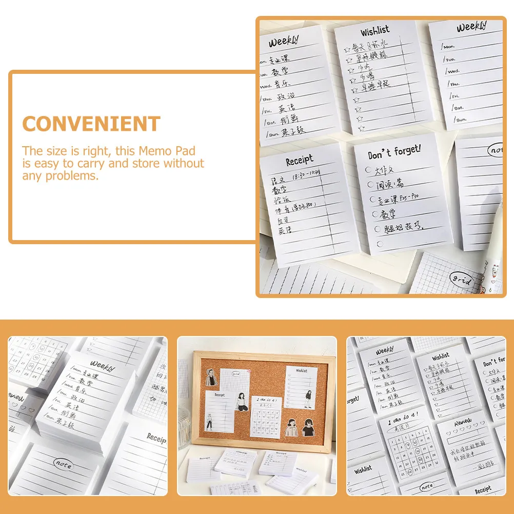 16Pcs Memo Pads Non Stick Thick Paper Portable Note Pads Schedule Planner Message Writing Sheets Small Daily Use