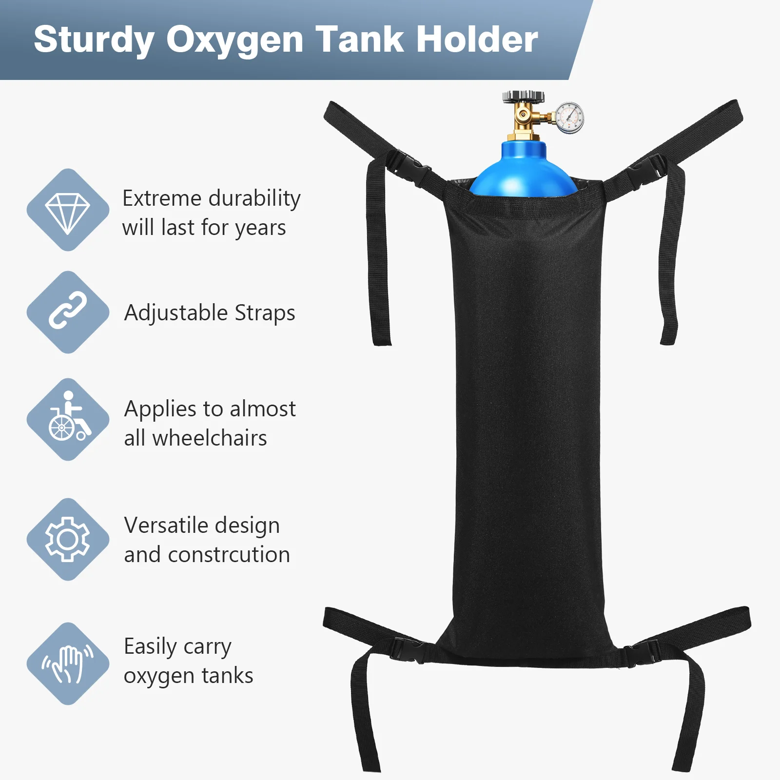 Oxygen Cylinder Pannier Bag Storage Buggy Tote Bags Tank Holder Pouch Fabric Wheelchair Portable Man Bottle