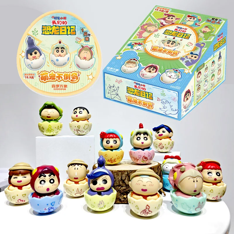 Crayon Shinchan Dino Diary Daruma Bobblehead Blind Box Toy Anime Figures Cartoon Car Desk Decoration Birthday Gifts