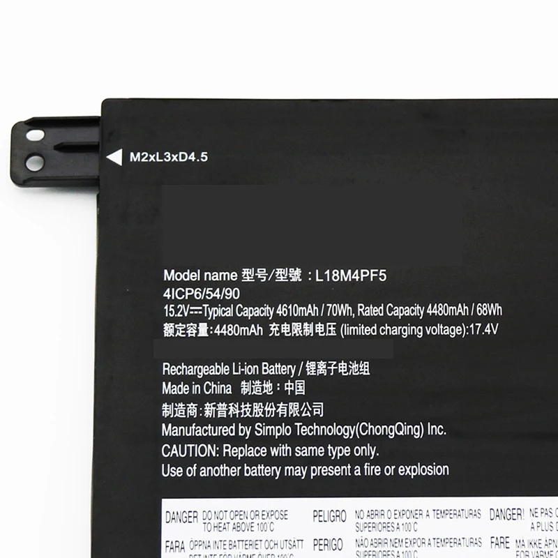 Laptop Battery L18M4PF5 ​L18L4PF0 ​L18L4PF4 For Xiaoxin AIR15-2019 S540-15IML/IWL S540-15IWL Series Notebook 15.2V70Wh/4610mAh