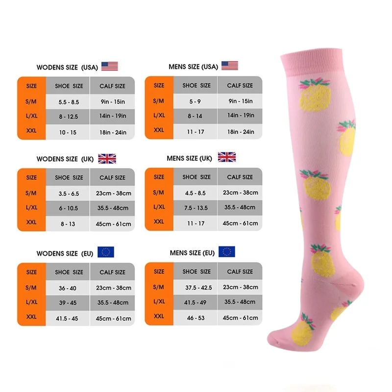 S-XXL 3 Pairs Free Shipping Nurse Compression Socks Varicose Veins Women Men Socks 20-30 MmHg Edema Diabetes Running Sport Socks