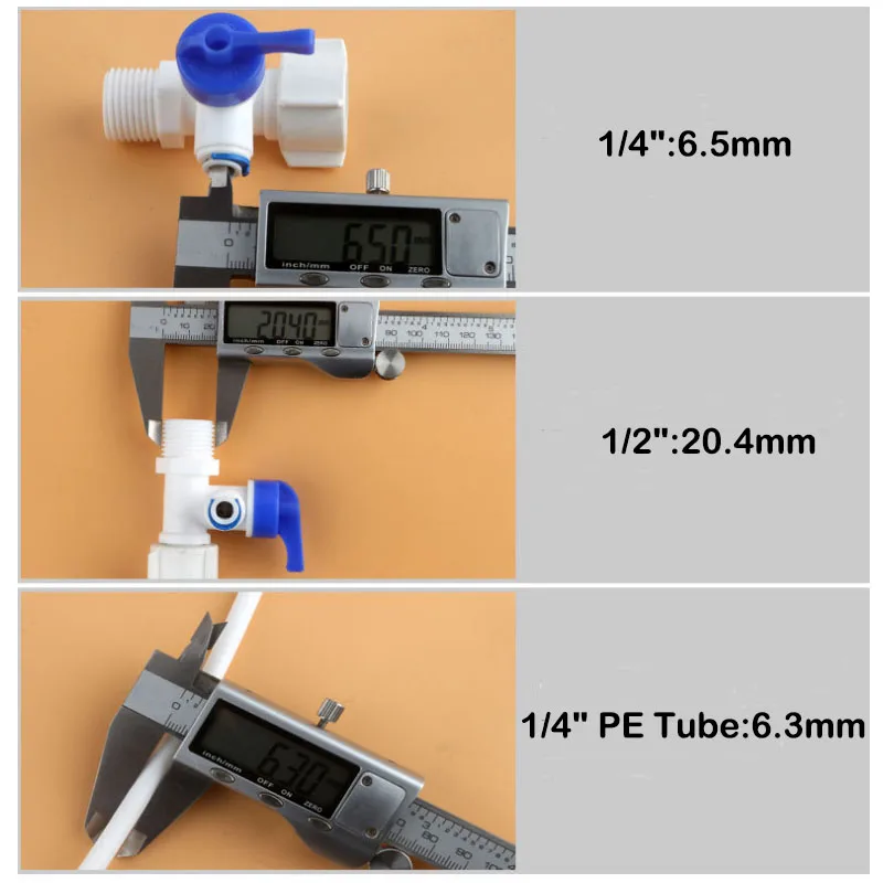 صمام لولبي Reverse Osmosis RO Feed Tee Plastic Ball Valve 1/4\ صمامات أخرى — تفصيل 2