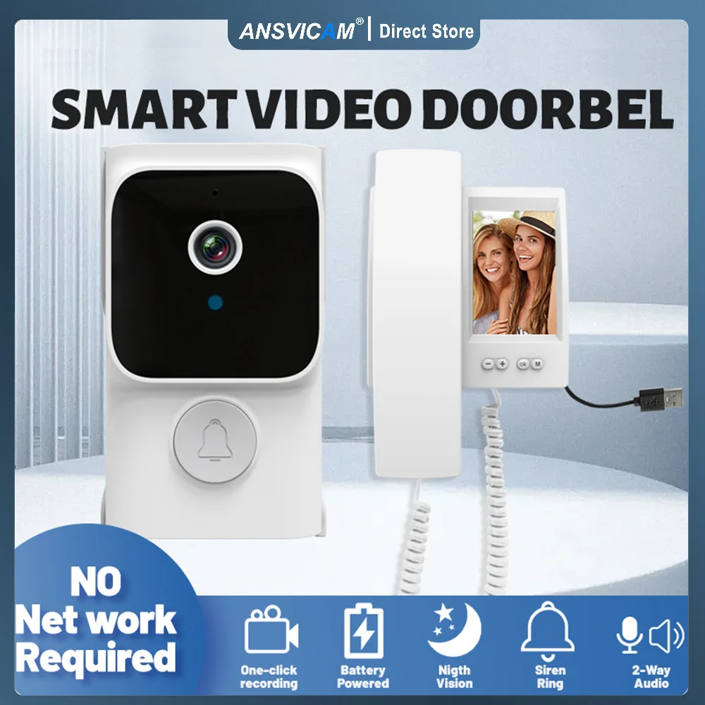 4.3Inch IPS Screen Wireless Intercom Smart  Visual Doorbell Video Door Phone Peephole Viewer Door Camera