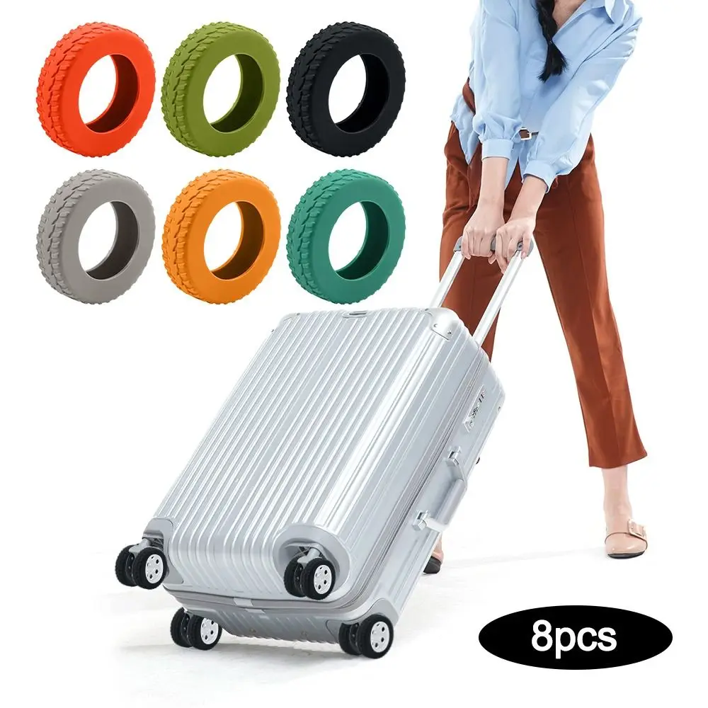 8Pcs Suitcase Parts Travel Luggage Caster Shoes Reduce Wheel Wear Silent Sound Suitcase Wheels Protection Cover Reduce Noise