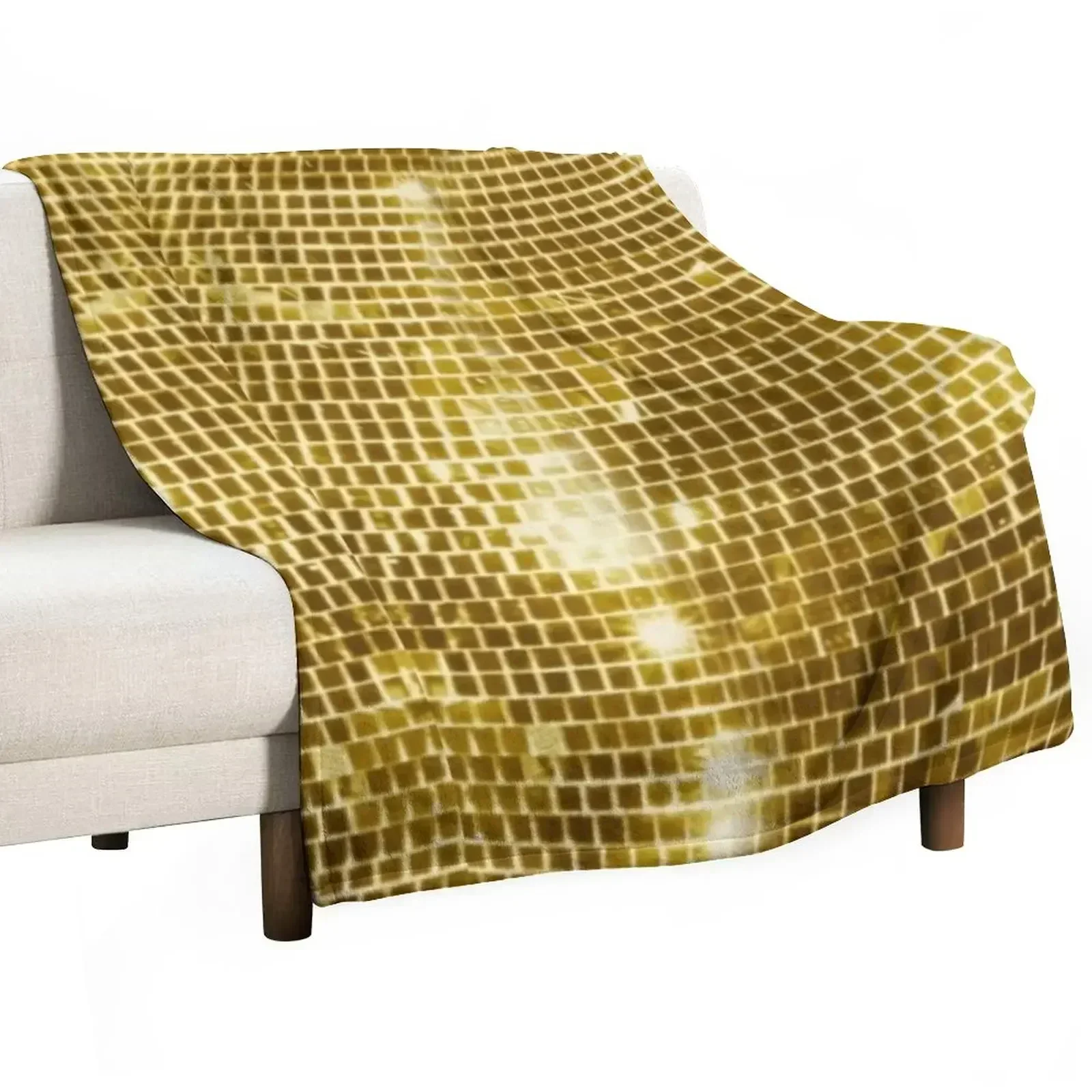 

Real Disco ball gold disco fever boogie dance 70s club disco party checkered Throw Blanket Furry For Sofa Thin Blankets