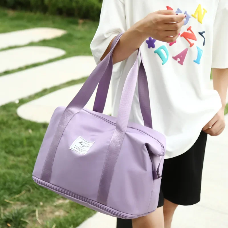 Damen-Reisetasche, große Kapazität, erweiterbare Kapazität, wasserdicht, faltbar, Trocken- und Nasstrennung, Reisetasche, koreanische Fitness-Yoga-Tasche