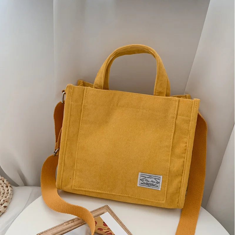 Bolso de mano para mujer, bolso portátil de pana Simple de gran capacidad, tendencia de moda Ins, bolso cuadrado pequeño, bolsos de un solo hombro