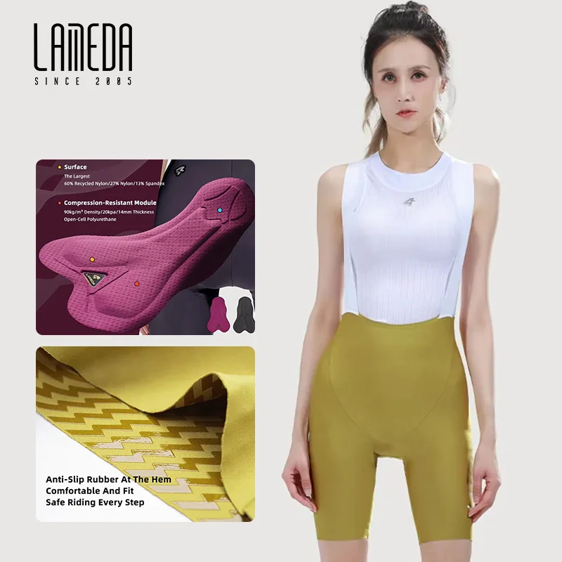 

LAMEDA Cycling Bib Shorts UPF50+ Sun Protection Women Spring Summer With Sponge Cushion Breathable MTB Road Bike Shorts