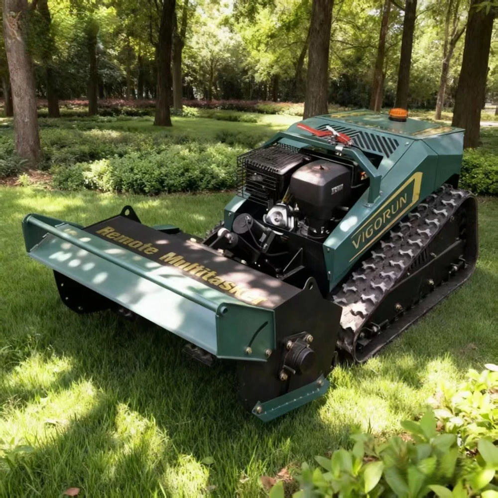 Vigorun Green Remote Control Hammer Flail Mower Servo Control 800mm Working Width Robot Mower Factory