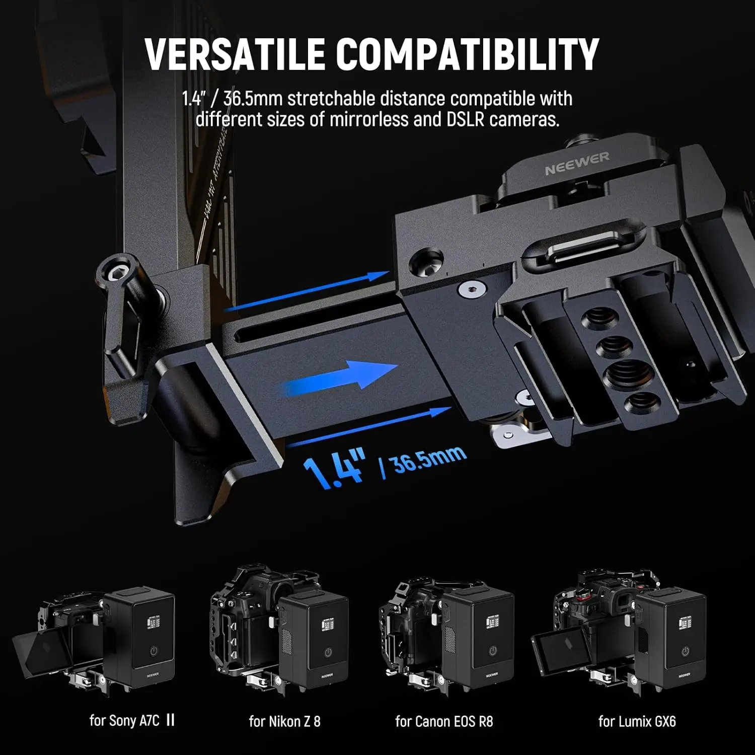 NEEWER Foldable V Mount Battery Plate with Arca Type Baseplate for DSLR Camera Rig PD Quick Release Plate V Lock Battery & Cage