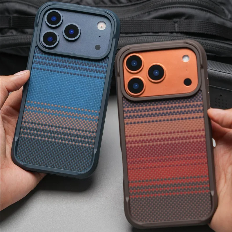 Oryginalne geometryczne etui z tkaniny technicznej z magnetycznym mocowaniem do iPhone 18 17 16 Pro 17Pro Max, kompatybilne z Magsafe, matowe, odporne na wstrząsy, twarde etui ochronne. — zdjęcie produktu 4