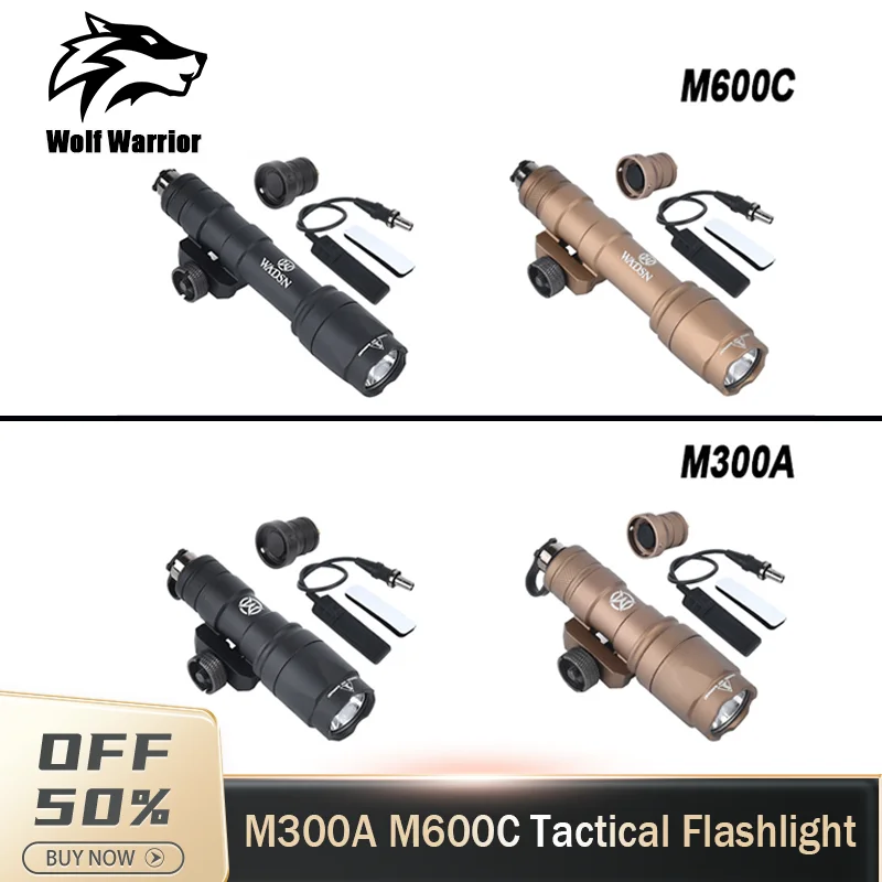 

SF M600C M600 M300A M300 Tactical Flashlight Constant-On Momentary-On Hunting Ourdooring Airsoft LED Rifle Scout Light