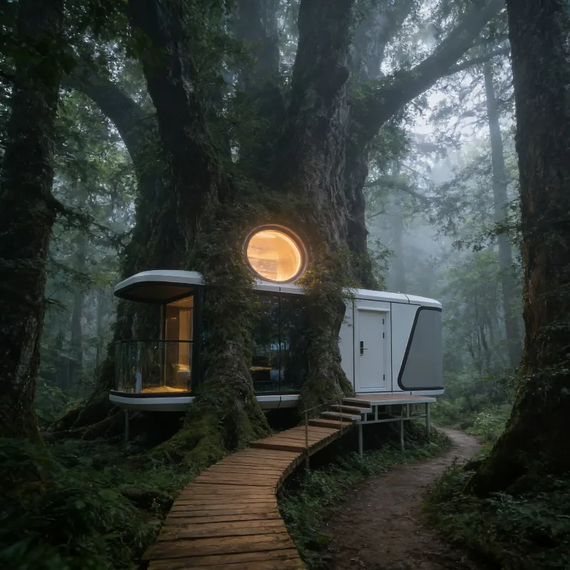 

Prefabricated Space Capsule Pod House Modern Luxury Mobile Cabin Intelligent Compact Residence for Tourist Resort Garden Use