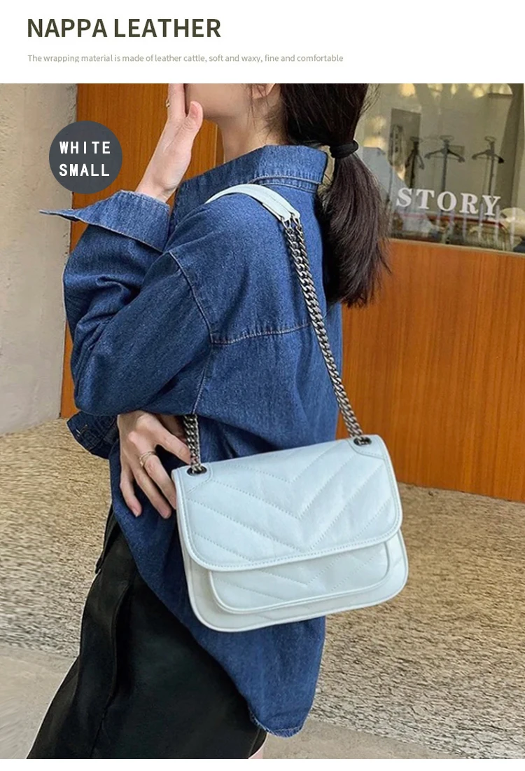 Luxuriöse Echtleder-Umhängetasche Hochwertige Luxusmarke Damen Einzel-Schultertasche Retro Plissierte Niki-Ketten-Hobo-Tasche – Detail 21