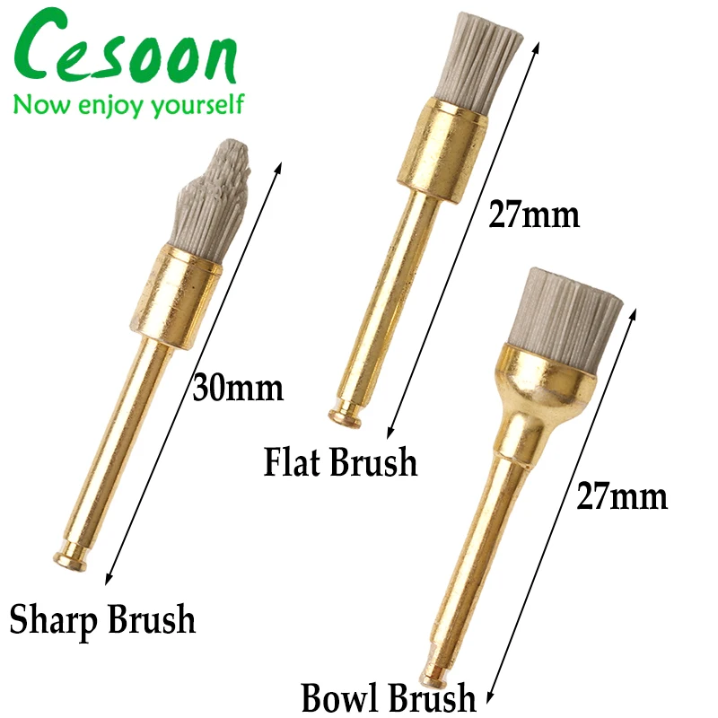 10Pcs Dental Polishing Brush Wool Felt Cotton Wheel Alumina Latch Flat Sharp Bowl Polisher Prophy RA 2.35mm Cup For Contra Angle