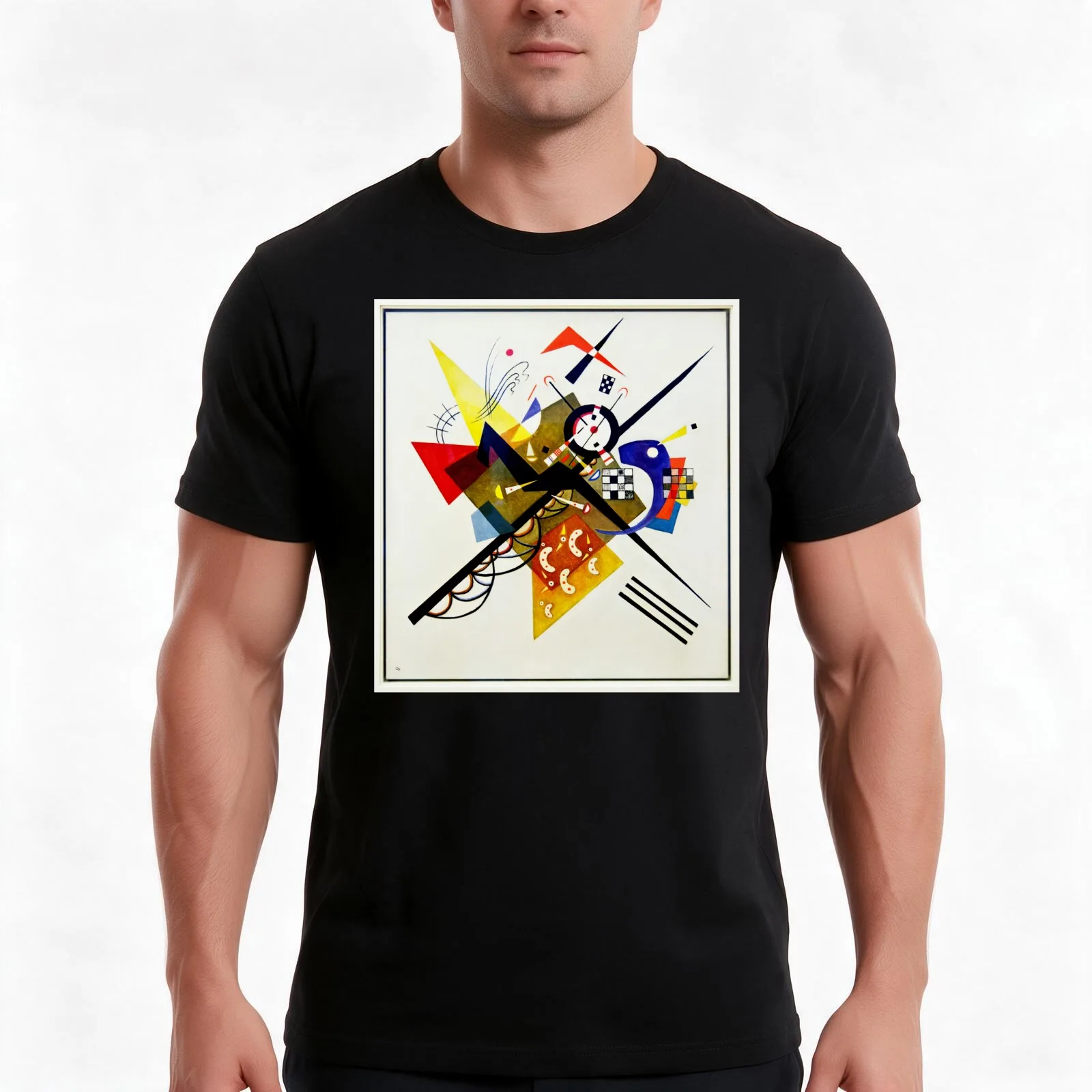 On White II by Wassily Kandinsky Auf Weiss II T-Shirt, Summer Casual Cotton Tee, Oversized Streetwear Tops, Unisex Men Women