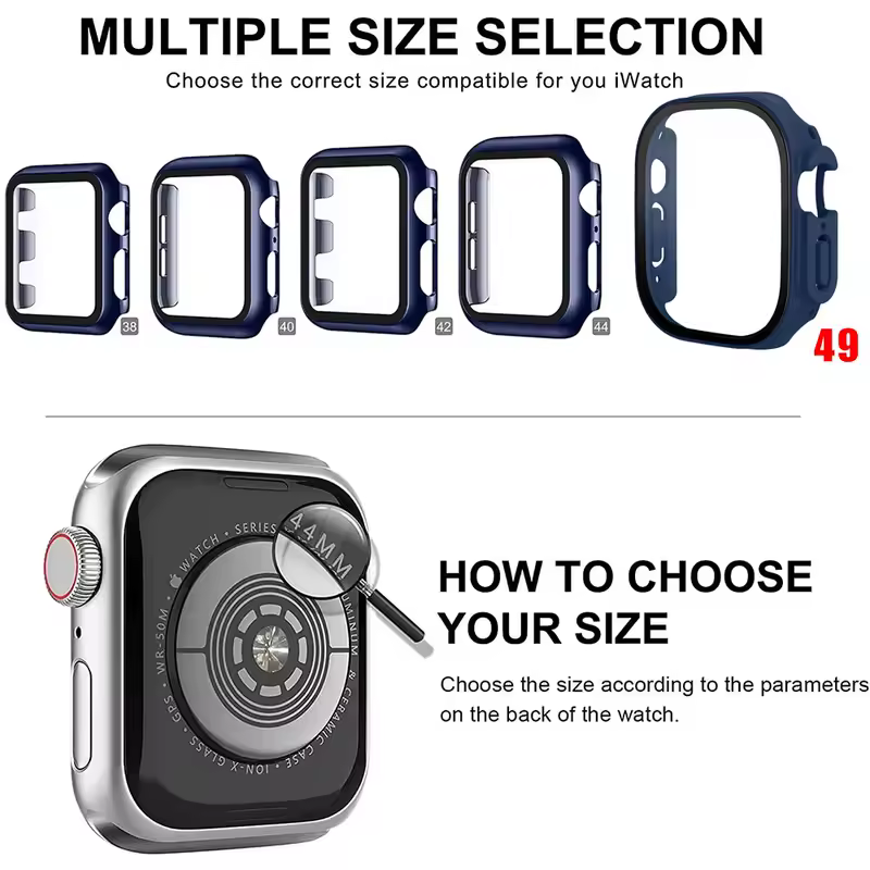 Case For Apple Watch Band 44mm 40mm 42mm 38mm 40 44mm 9 8 7 6 SE 5 4 3 Screen Protector PC Bumper iWatch 45mm 41mm Ultra 2 49mm - Image 3