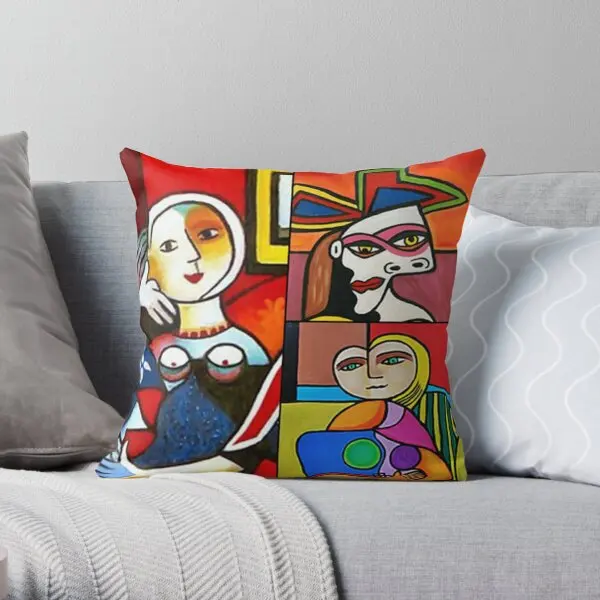 

3 Funky Art Ladies Collage Printing Throw Pillow Cover Square Cushion Wedding Bed Decorative Pillows not include One Side