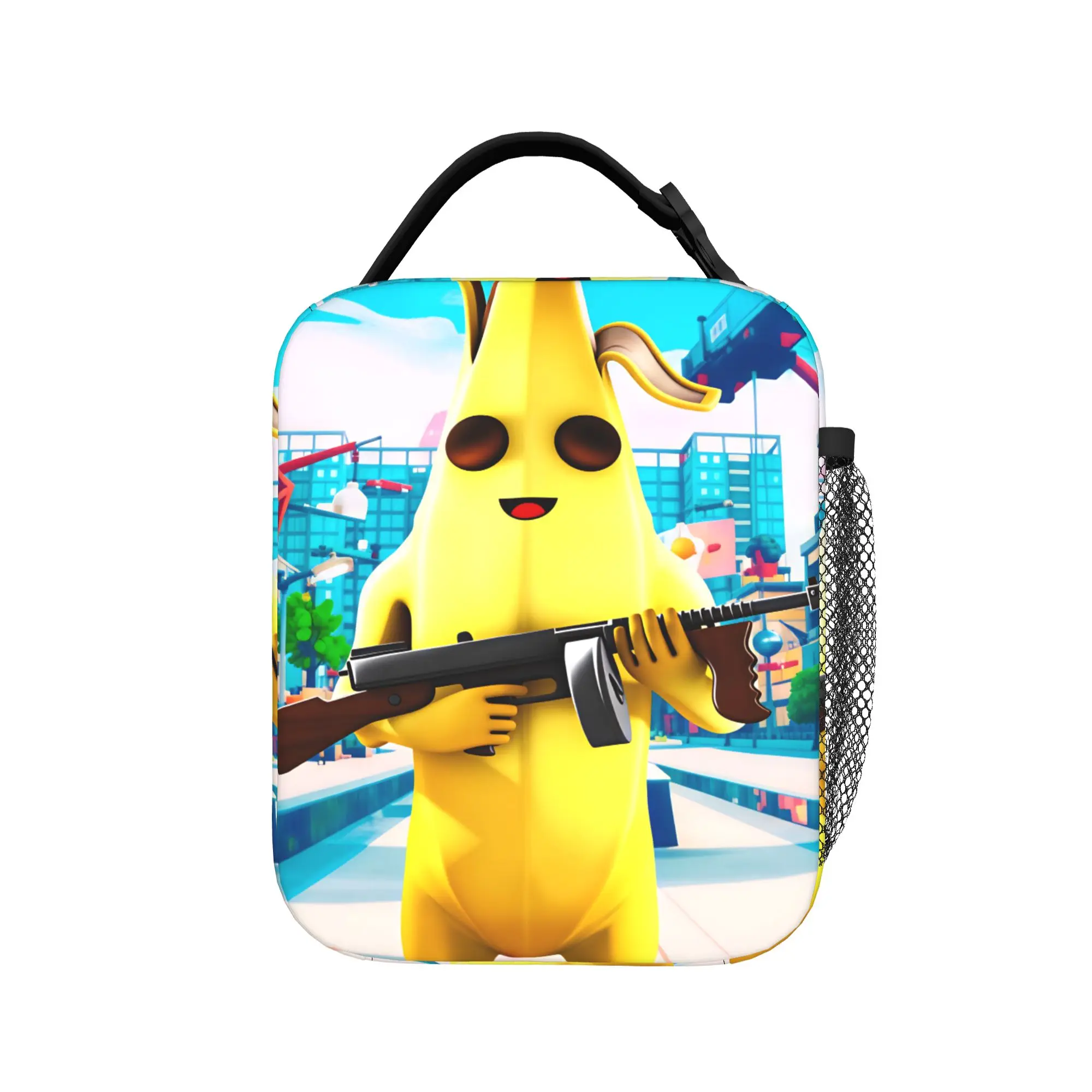 Peely Victory Royale Banana  Lunch Bag For Child  Print Lunch Box Fun School Cooler Bag Portable Zipper Oxford Thermal Lunch Bag