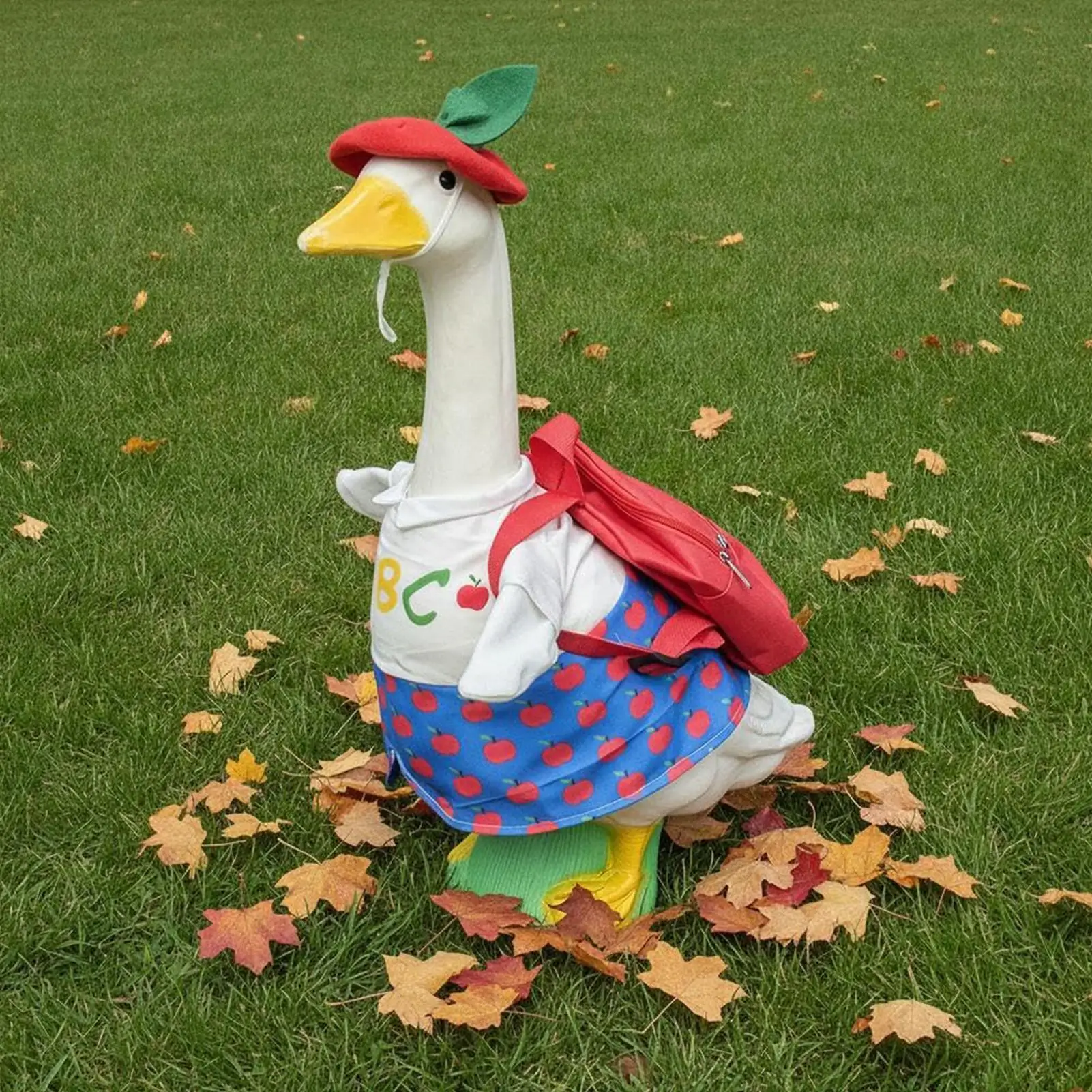 23 Inch Porch Goose Outfits With Hat And Schoolbag Animal Figurine Dress Porch Goose School Outfit For Classroom Garden Yard