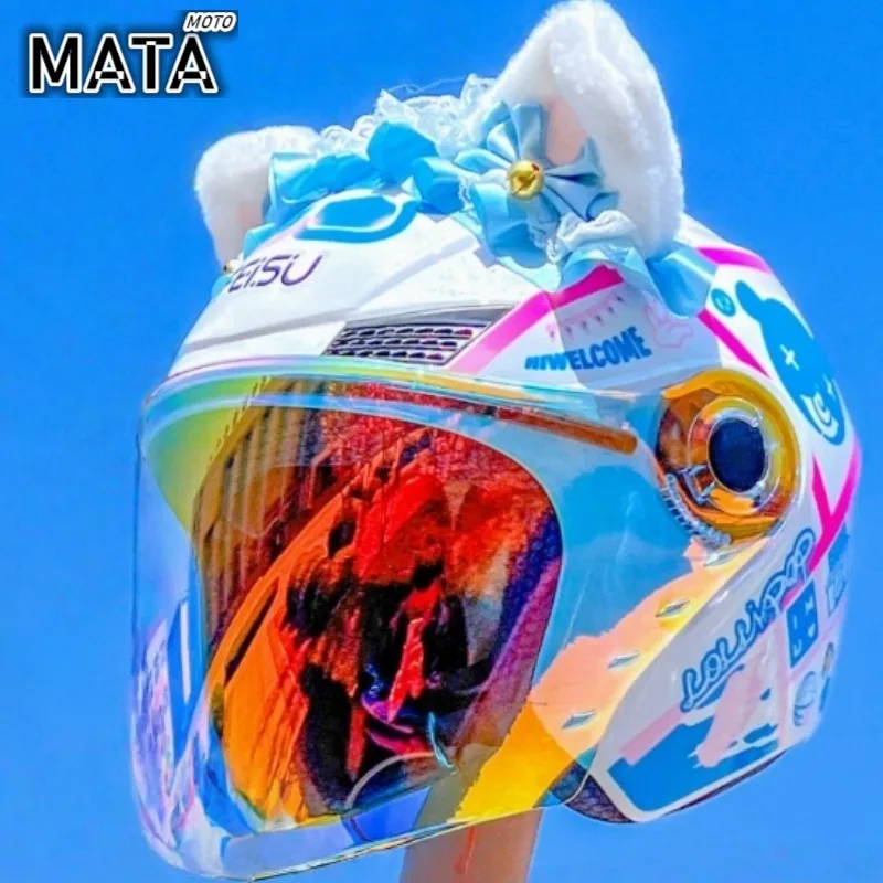 DOT Certification Original Ryzen Motorcycle Helmet Double Lens 3/4 Capacete Black Scooter Motorbike Casco for Honda