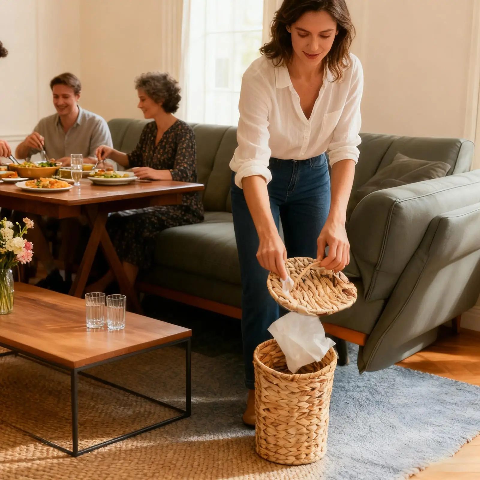 

Woven Trash Can Gourd Grass Rustic Home Decor Rustic Kitchen Trash Can With Lid For Kitchen Bedroom Bathroom Living Room