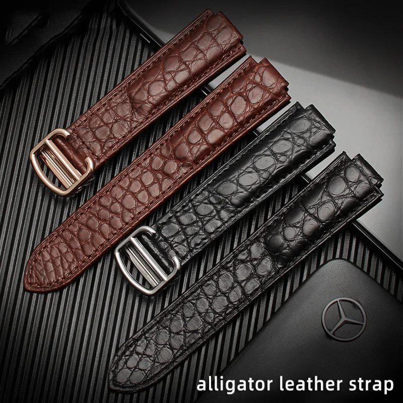 Crocodile leather watch strap For Cartier blue balloon WSBB0025 W69012Z4 14-8mm 16-8mm 18-11mm 20-12mm 22-14mm convex watchband