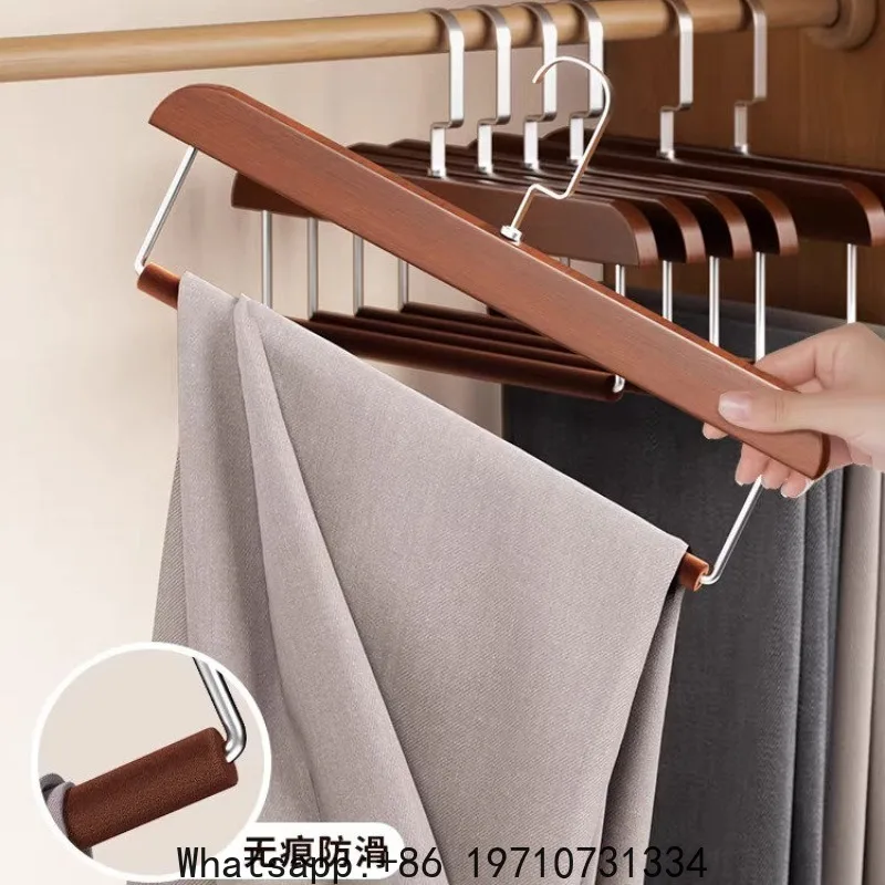 High-quality non-marking flocking pants rack, special hanger for hanging, solid wood non-slip and anti-shoulder corner