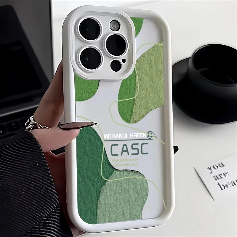 Colour blocking Oil Painting Silicone Phone Case For iPhone 15 14 13 12 11 Pro Max XS XR X 7 8 Plus SE Candy Lens Cover