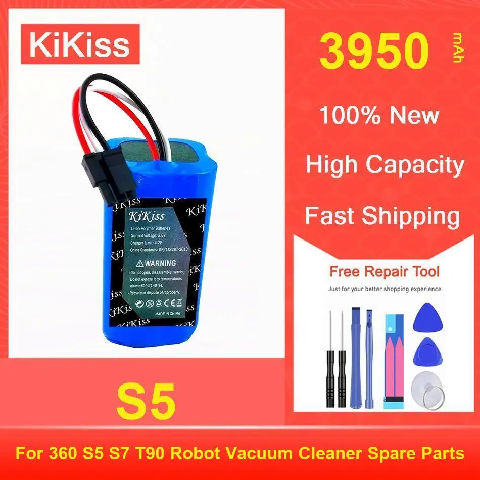 

Kikiss Battery 3950Mah S5 For 360 S7 T90 Robot Vacuum Cleaner Spare Parts
