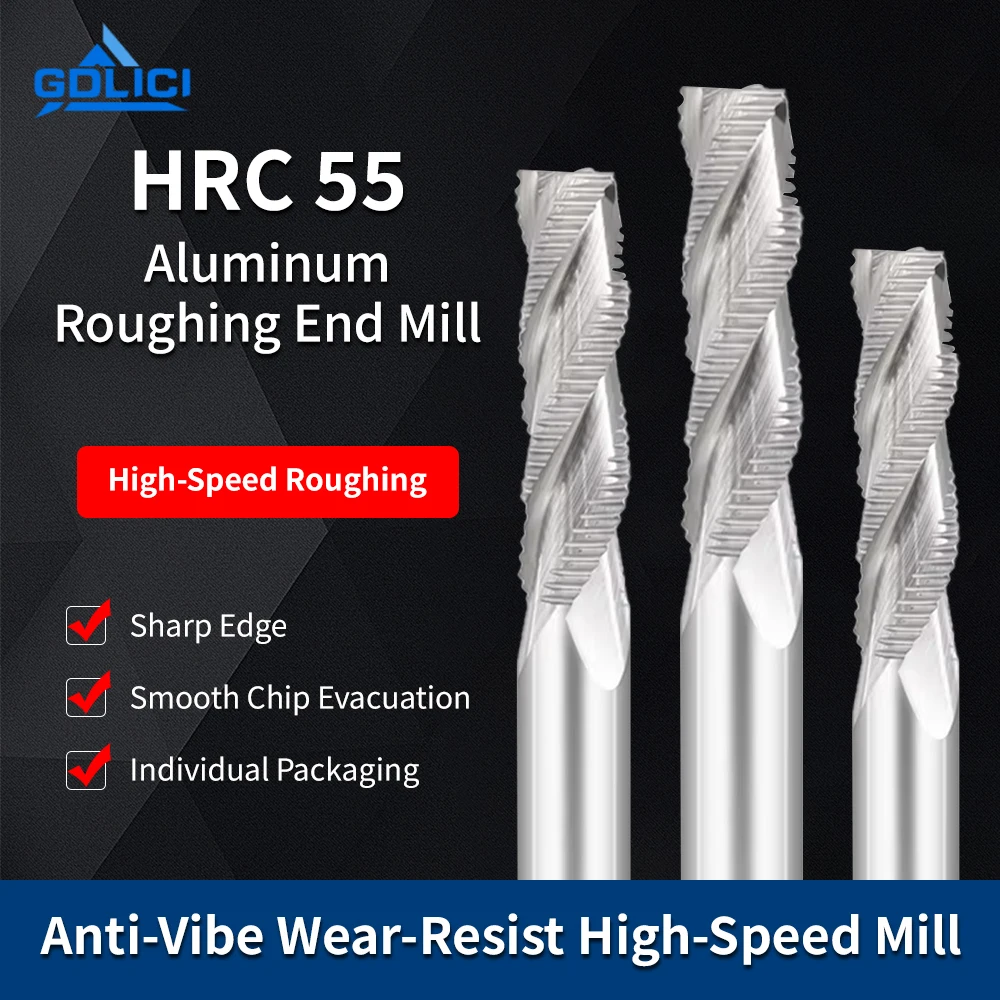 HRC55 Roughing End Mills Carbide Milling Cutter Tungsten Steel Router Bit for Aluminum Wood CNC Machining Tools Diameter 1-20mm