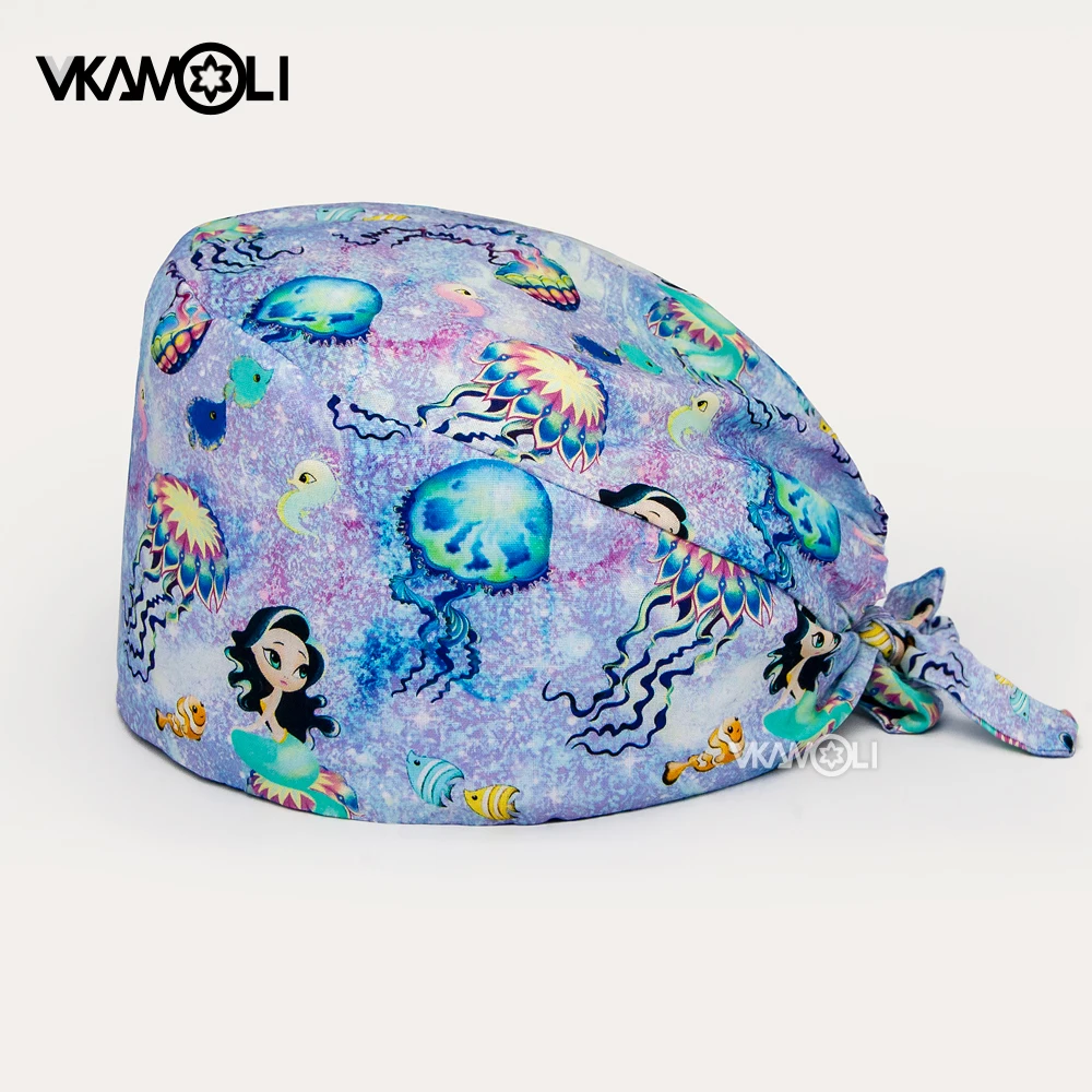 Gorros con estampado de leopardo para mujer, gorro de trabajo con estampado de dibujos animados, ajustable, absorbente de sudor, alta calidad