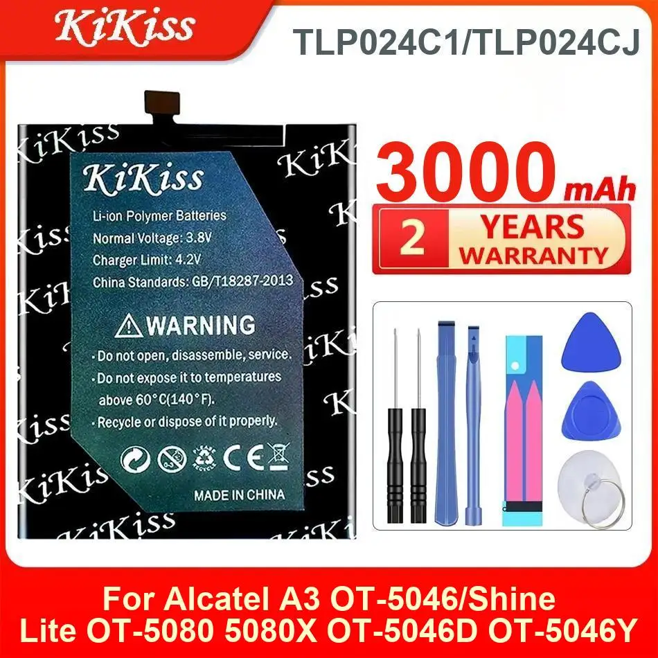 

3000Mah Kikiss Battery TLP024C1/TLP024CJ For Alcatel A3 OT-5046/Shine Lite OT-5080 5080X OT-5046D OT-5046Y 5046D 5046Y