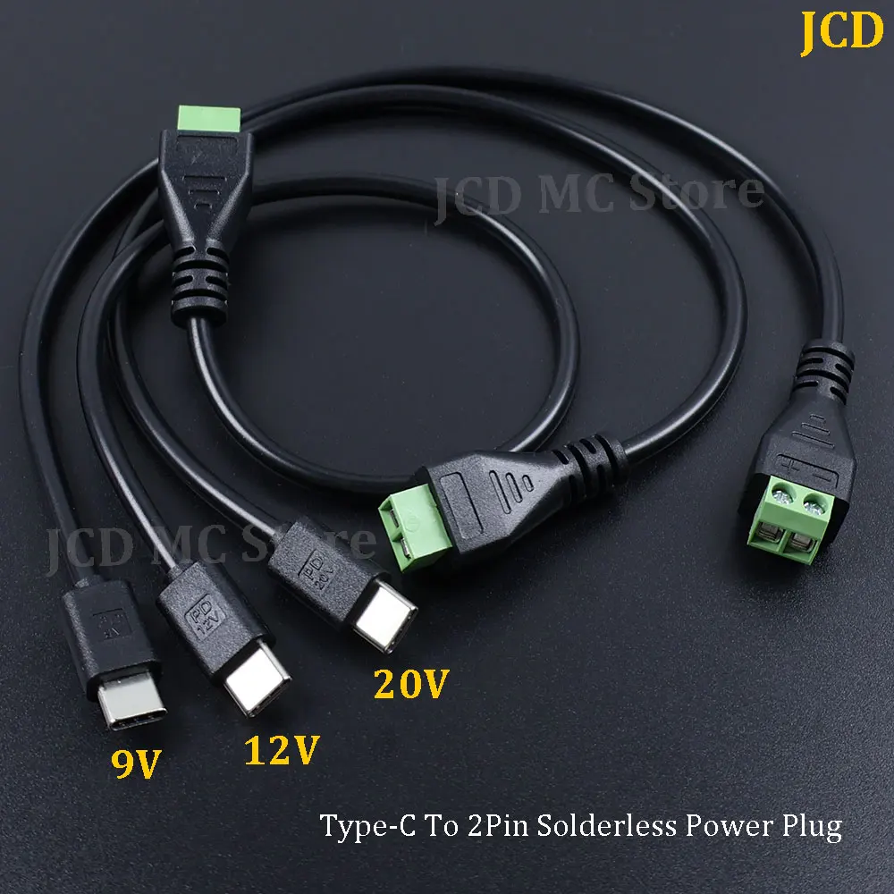 1/3/5Pcs Type USB C to 2Pin Terminal Adapter Screw 5V Crimp Terminal Block Charging Conversion Type-C to 2 Pin Solderless Plug