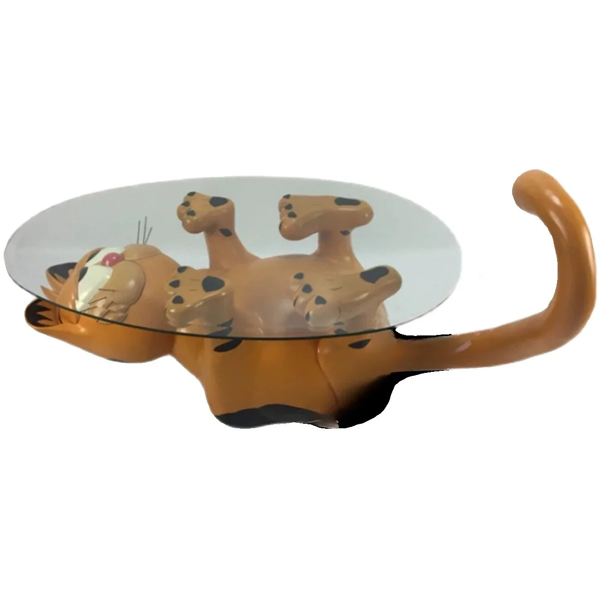 Cute design special-shaped tea table tempered glass table few fiberglass cartoon animal Garfield coffee table