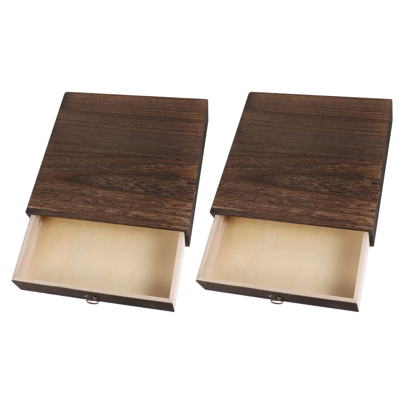 

2PCS Rustic Wooden Pull-Out Storage Box Desktop Drawer Organizer For Home Office Stationery Small Items Single-layer Storage Box