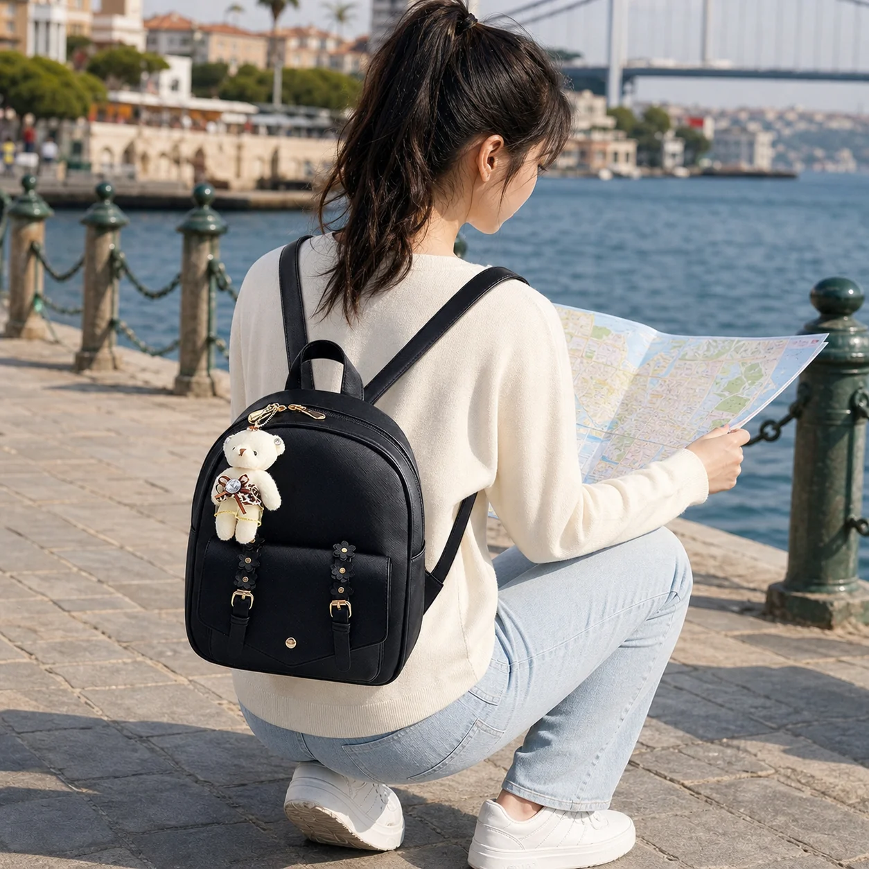 Double Shoulder Bag Crocodile Pattern Handbag Perfume Bag Card Holder Casual Simple Style Large Size PU Leather Commuter Bag