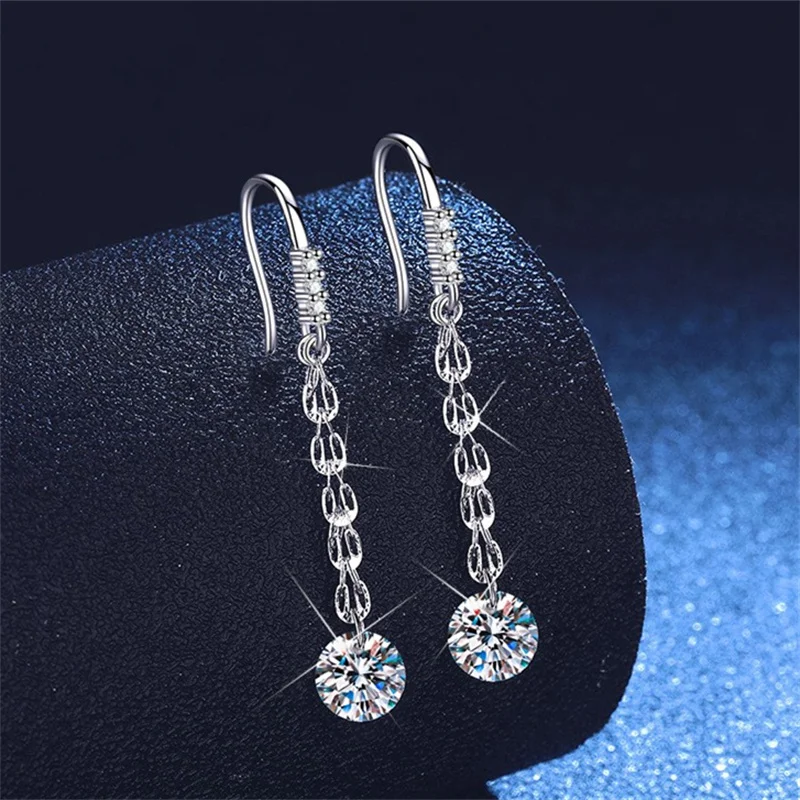 E239 Lefei الموضة الكلاسيكية الأبيض مويسانيتي تصميم رائع سلسلة استرخى القرط للسحر النساء الفضة 925 مجوهرات الحفلات هدية #2