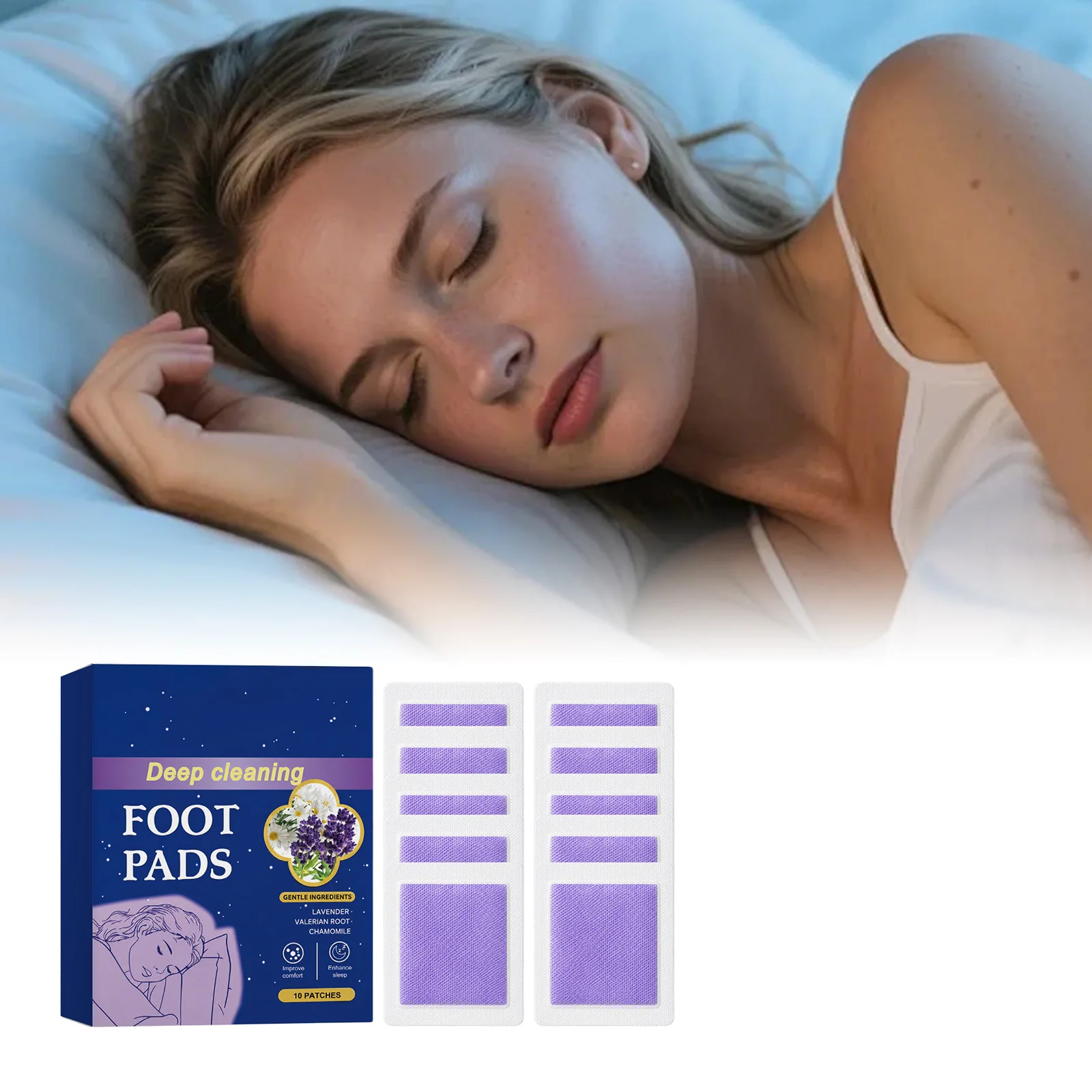 Deep Sleep Foot Patches Improve Dry Rough Sole Skin Support Night Relaxation Strong Adhesion Help Sleep Relieve Fatigue 10pcs