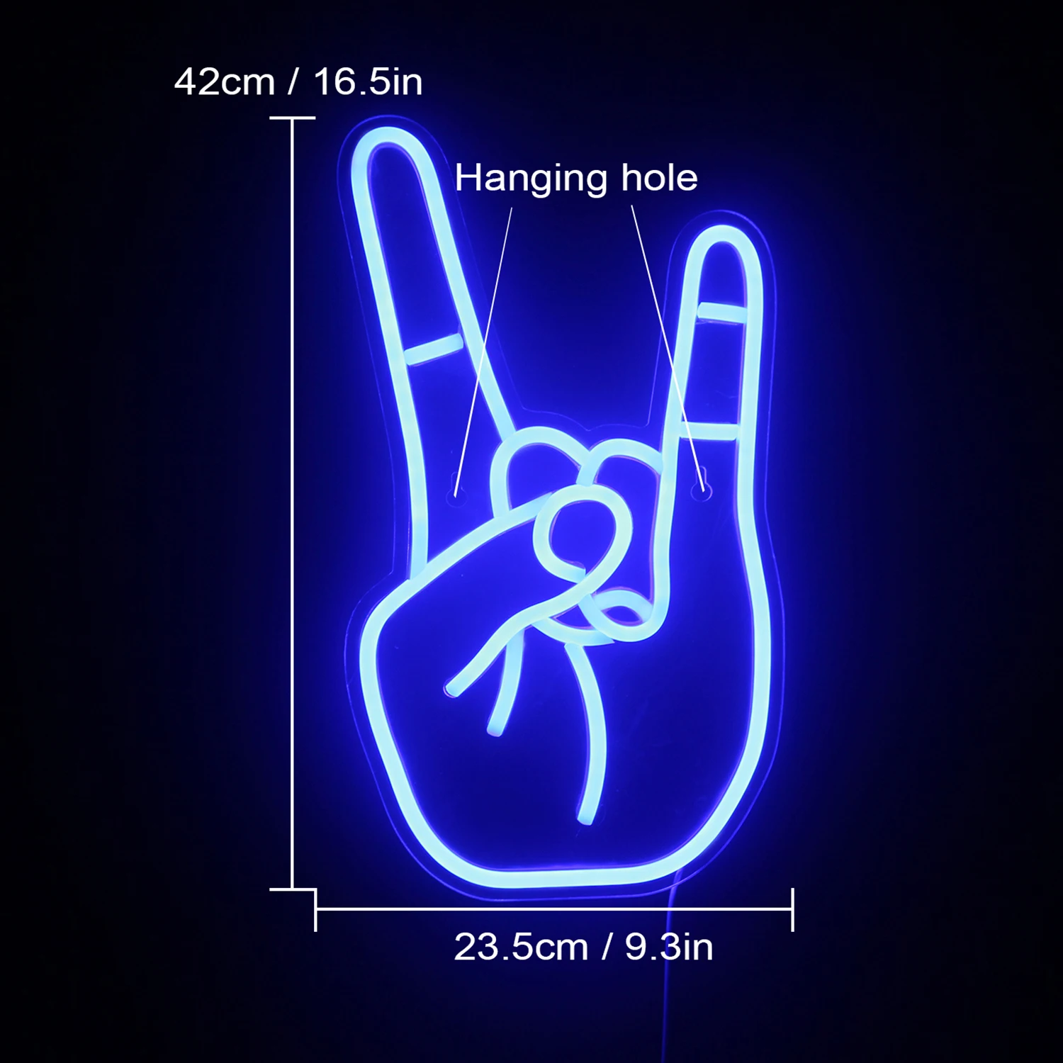 Peace Gesture Neon Signs Blue LED Room Wall Decor USB Powered Hanging Acrylic For Bedroom Party Game Room Kids Room Art Decor