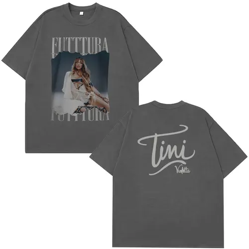 Imagen 2 del producto Cantante Tini Stoessel Futtura Tour 2025 camiseta hombres mujeres moda estética camiseta de manga corta suelta Casual camisetas de gran tamaño