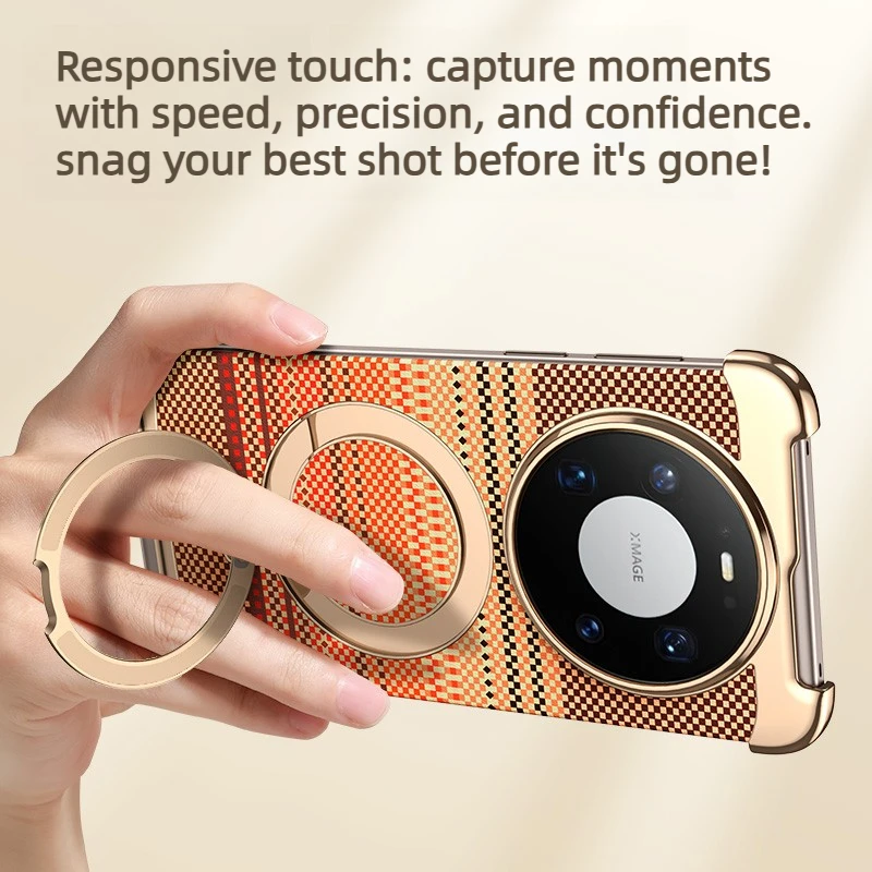 

Роскошный текстурированный чехол для HUAWEI Mate 80 Pro Mate 80RS без рамки, кожаный чехол с текстурой из углеродного волокна и магнитным кронштейном