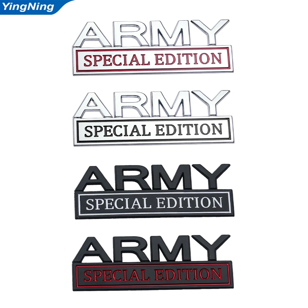 Army Special Edition Car Badge 3D Zinc Alloy Metal Emblem Self Adhesive Hood Trunk Fender Door Exterior Decorative Sticker Decal