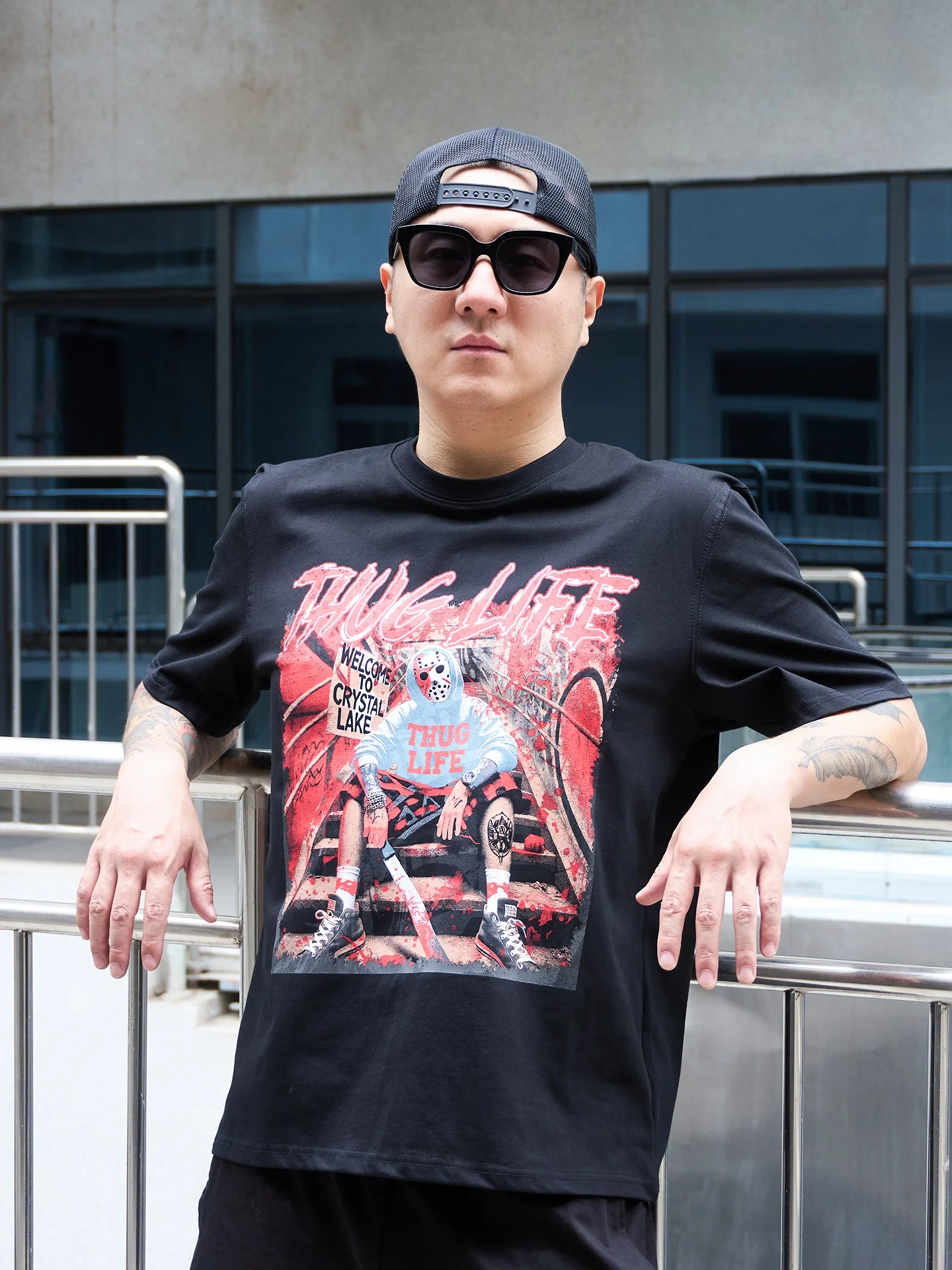 Nuclear Explosion Black Friday Thug Life Dark Style 250g Pure Cotton Large Size Casual Short Sleeve T-Shirt Unisex Summer Tee