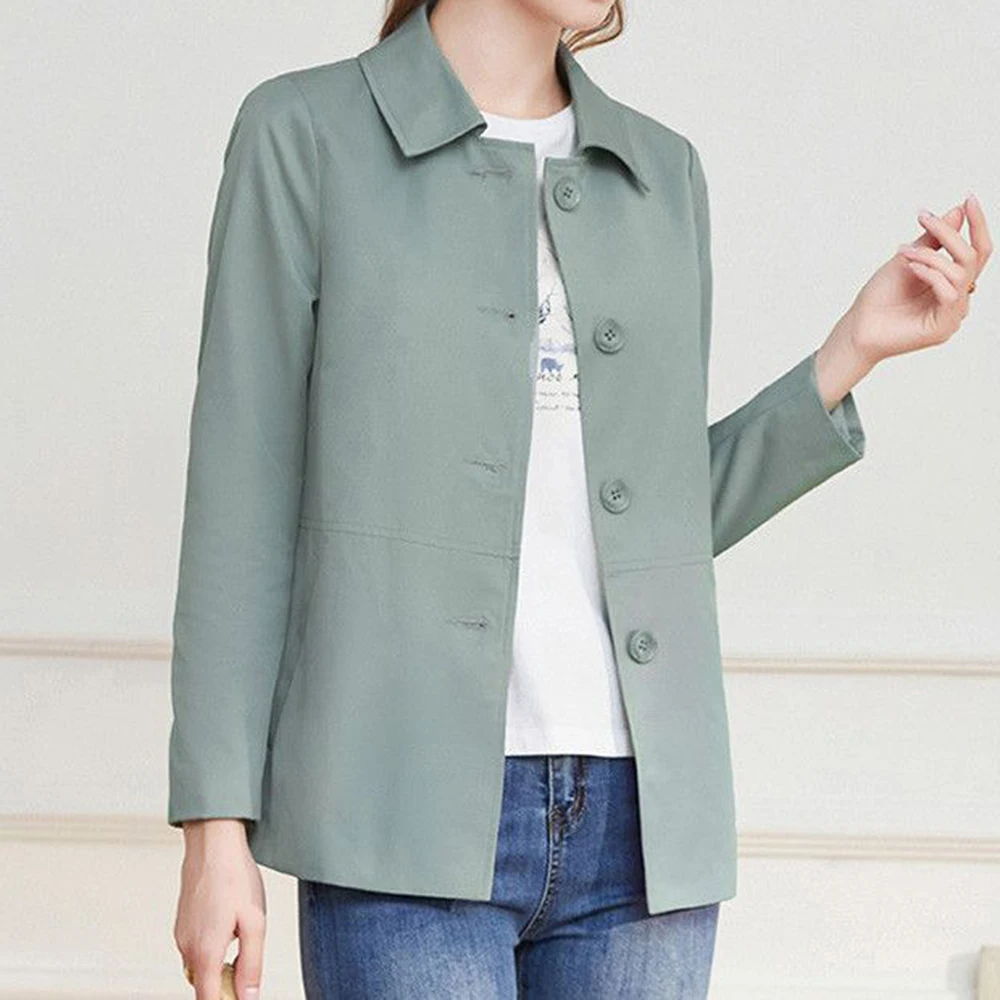 2025 autumn  Korean version trench coat women's high-end sense simple and versatile commuter long-sleeved small jacket