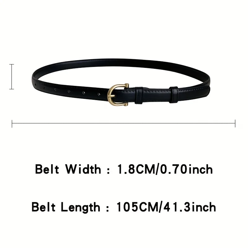 Retro Semicircle Buckle Belt Women's Stylish PU Leather Thin Waistband Pressure Line Edge Decoration Pants Versatile Waist Band