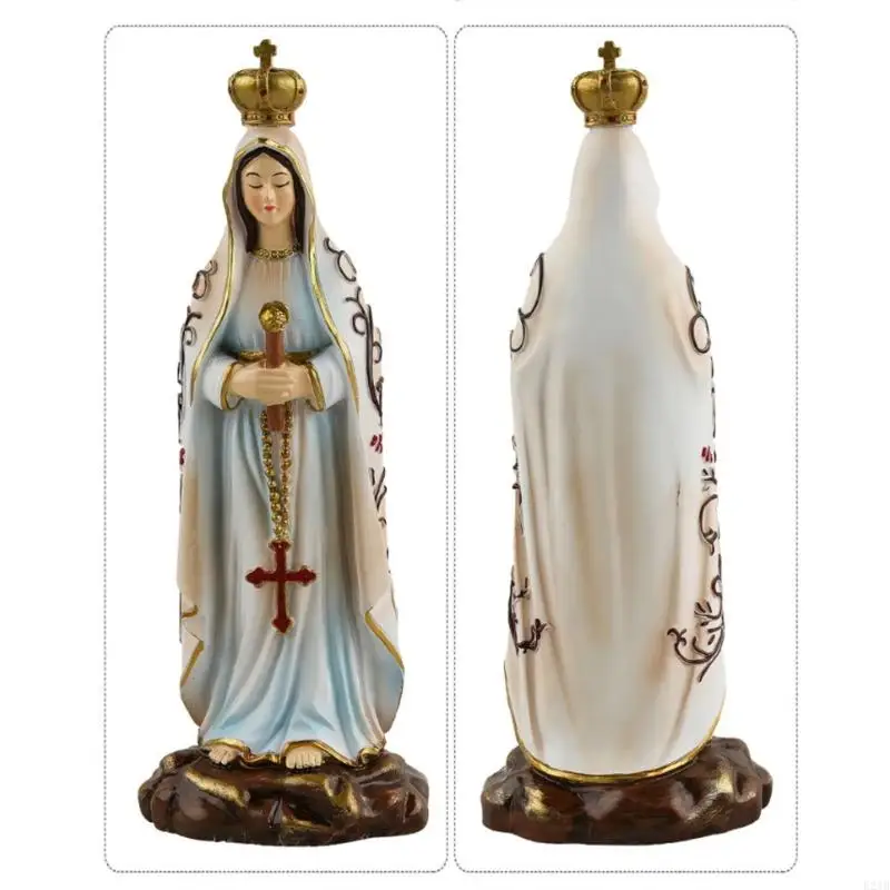E21B Elegant Fatima Holy Virgin Sculpture Religious Statue For Religious Art Lover Virgin Statue