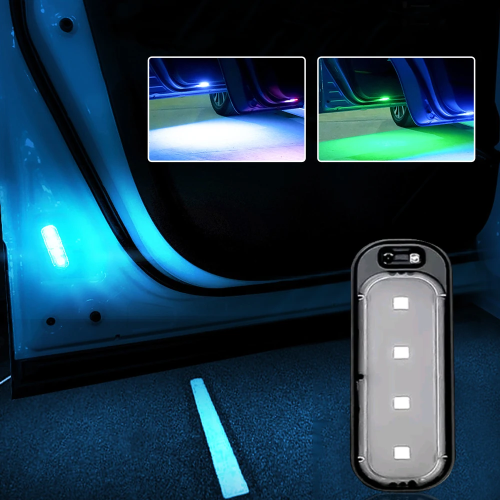1pc Universal Car Door Opening Warning Light Car Door Welcome Light Car USB Charging Control Lamp Auto Lights Accessories